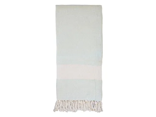 Pastelkově zelený slabounký bavlněný ručník / osuška s třásněmi Hammam - 90*180 cm Chic Antique