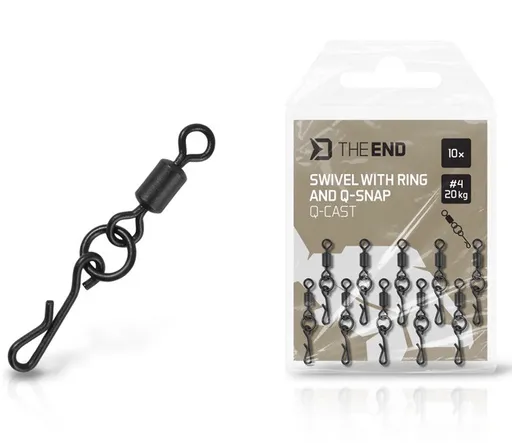 Delphin pevnostní obratlík s kroužkem a rychloklipem theend q-cast #4 20 kg 10 ks