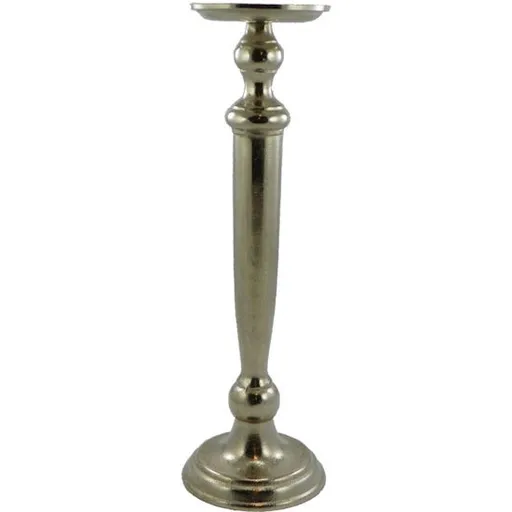 Stříbrný kovový svícen široký  - Ø11* 39cm Mars & More