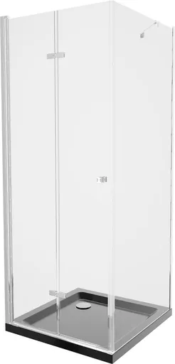 MEXEN/S Lima sprchový kout zalamovací dveře 90 x 90, transparent, chrom + Flat černá vanička se sifonem 856-090-090-01-00-4070