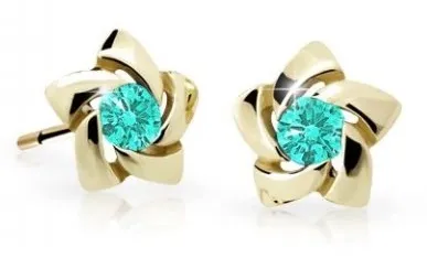 Cutie Jewellery Zlaté dětské náušnice C2201-30-X-1 světle zelená