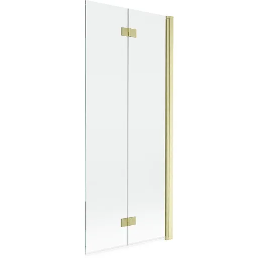 MEXEN MIST vanová zástěna 80x150 cm 6mm 2-s, zlatá kartáčovaná, čirá, pravá 8A9-080-002-55-00-P