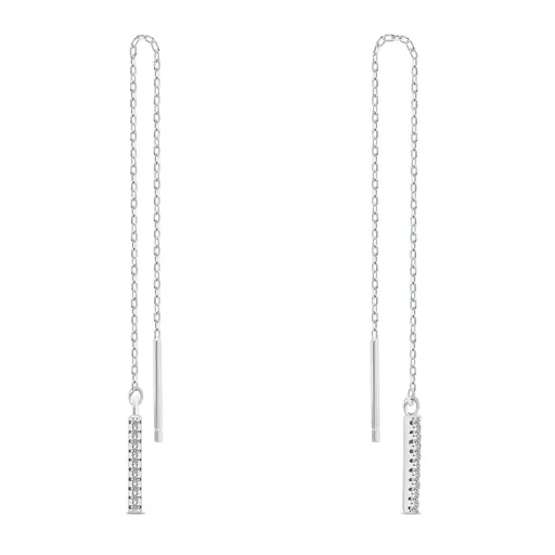 Brilio Silver Dlouhé řetízkové náušnice se zirkony EA1007W