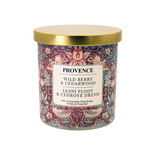 Vonná svíčka ve skle PROVENCE 30 hodin lesní plody a cedrové dřevo