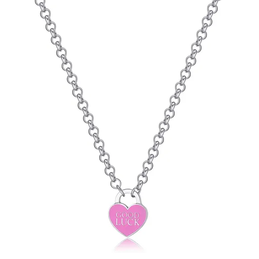 S'Agapõ Něžný ocelový náhrdelník se srdíčkem Good Luck Be My Always SBM84