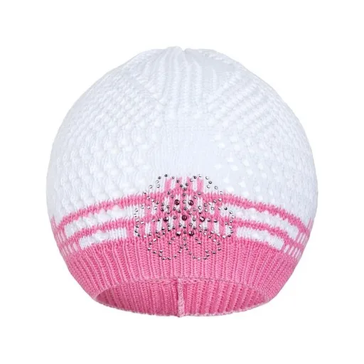 New Baby Pletená čepička  kytička růžová, vel. 104 (3-4r)