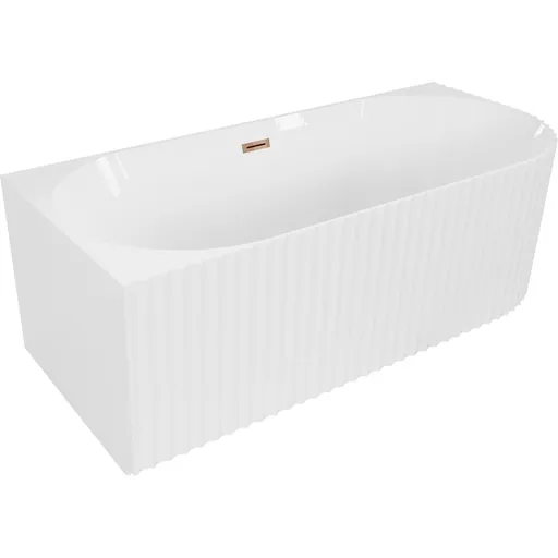 MEXEN/S Gia volně stojící rohová vana reliéf levá 170 x 80, bílá lesk, sifon a přepad růžové zlato 52701708000L-60