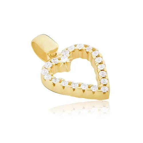 Přívěsek ze zlata 14K - lehce protáhlé zirkonové srdíčko