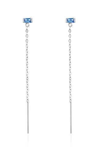 Agato Dlouhé stříbrné náušnice s modrými zirkony AGT-E076PBL
