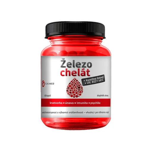 Galmed Železo chelát + vit.B9 + vit.B12 + vit.C 60 kapslí