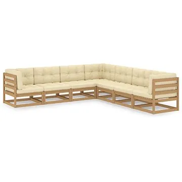 7dílná zahradní sedací souprava s poduškami masivní borovice, 3076557 (3076557)