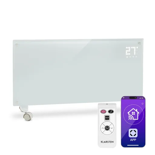 Klarstein Bornholm Smart, konvektor, 2000 W, Wi-Fi, LED displej, časovač, IP24, bílý