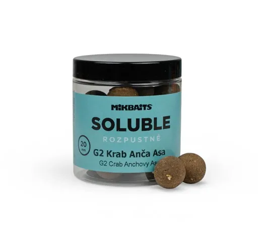 Mikbaits Rozpustné boilies Soluble G2 Krab Ančovička Asa 250ml - 20mm,Mikbaits Rozpustné boilies Soluble G2 Krab Ančovička Asa 250ml - 20mm