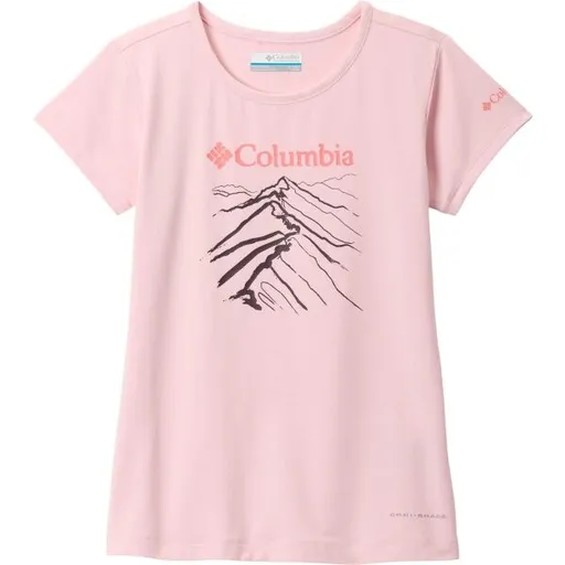 Columbia TECH TRAIL SHORT SLEEVE GRAPHIC SHIRT Dívčí triko, růžová, velikost