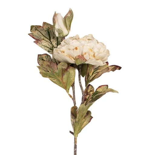 Dekorace bílá umělá květina pivoňka - 12*10*77 cm Clayre & Eef
