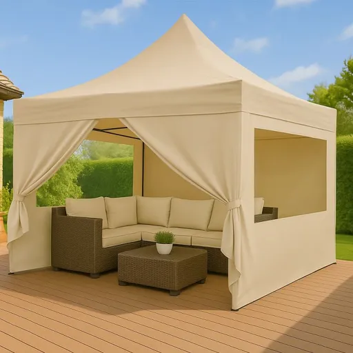 Zahradní stan 3x3 m béžový – silná konstrukce, UV ochrana