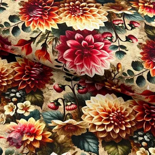 Viskóza se lnem Rosalie design A digital print