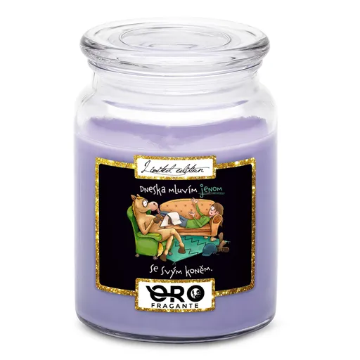 Svíčka Mluvím jen s koněm (Vůně svíčky: Levandule)