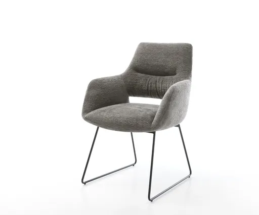 Jídelní židle Yago-Flex s područkami bouclé měkký tmavě béžová