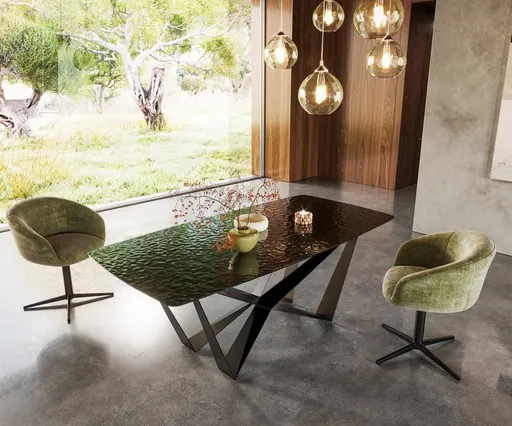 Jídelní stůl Edge oválný 200x100 kouřové černé sklo 3D design