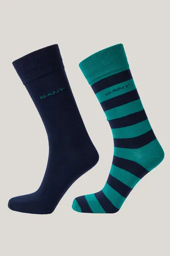 PONOŽKY GANT BARSTRIPE AND SOLID SOCKS 2-PACK DEEP GREEN