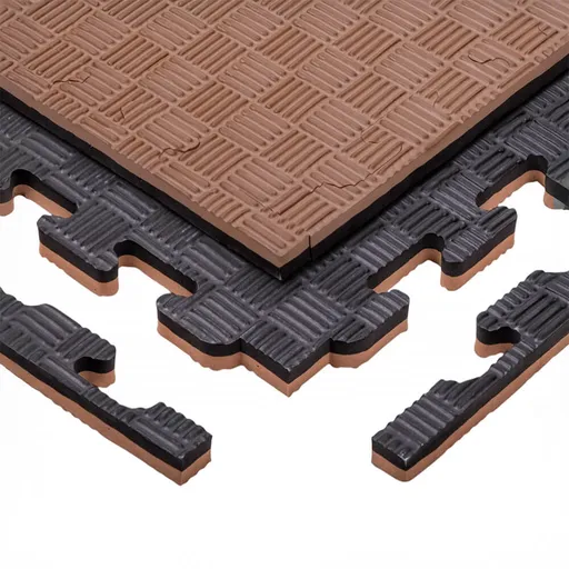 Puzzle tatami podložka inSPORTline Sazegul 100x100x2 cm mocha mousse-černá, vzor 5 proužků