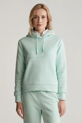 MIKINA GANT REG TONAL SHIELD HOODIE FADED MINT