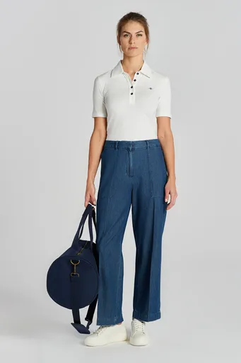 KALHOTY GANT REL CHAMBRAY CROPPED PANTS DARK BLUE