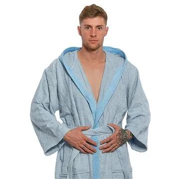 Interkontakt Pánský župan s kapucí 07 Blue Grey M (8596546011539)