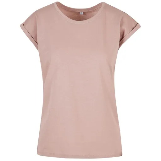 Build Your Brand Volné dámské tričko s ohrnutými rukávy - Starorůžová | XS