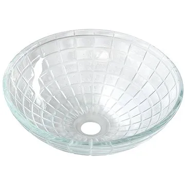 SAPHO TOSEMI skleněné gravírované umyvadlo, průměr 42 cm, čirá                                       (TY153)