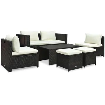 SHUMEE Set zahradního nábytku 6dílný vč. podušek, hnědý 47808 (47808)