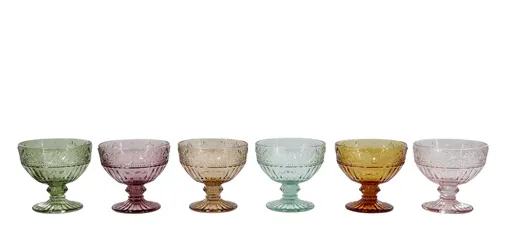 Set 6ks barevných misek na noze Saint-Émilion - Ø 10,5*10 cm / 260ml Chic Antique