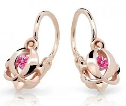 Cutie Jewellery Dětské náušnice z růžového zlata C2218-10-X-4 fuchsiová