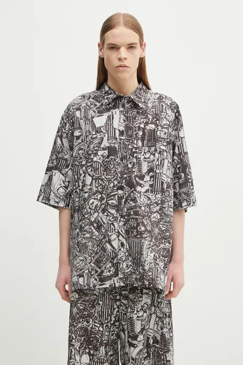 Bavlněná košile Marcelo Burlon Aop Mech Bowling Shirt Dark Grey Medium
