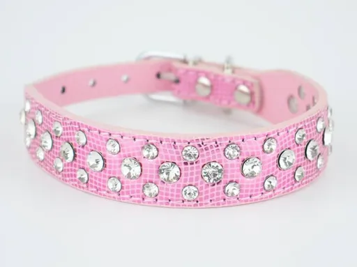 Vsepropejska Lesk obojek pro psa s kamínky | 22 - 37 cm Barva: Růžová, Obvod krku: 31 - 37 cm