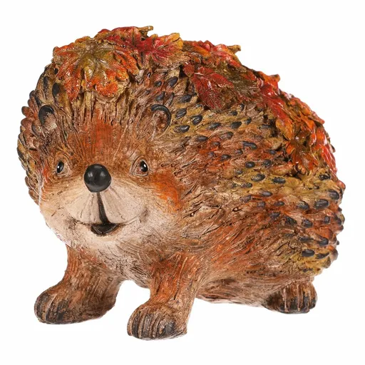 Podzimní dekorace Ježek s lístky, 22 x 13 x 15 cm, polyresin