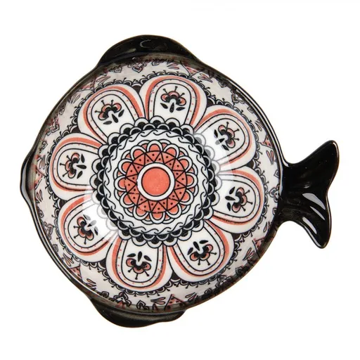 Keramická miska rybka s černým vzorem Mibbo - 15*14*5 cm / 200 ml Clayre & Eef
