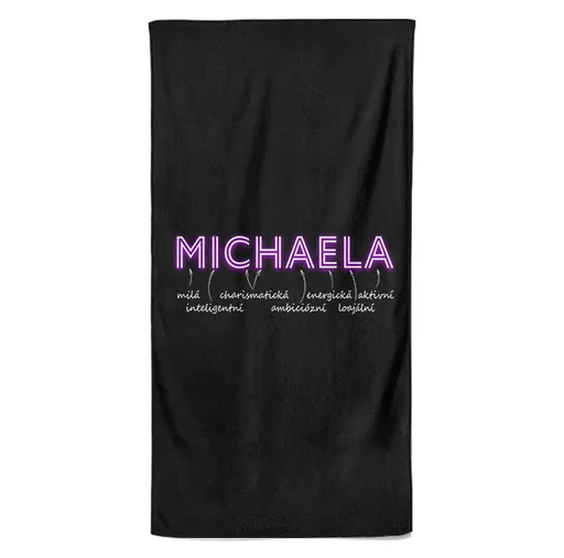 Osuška Ženská jména – NEON (Jméno: Michaela, Velikost osušky: 100x170cm)
