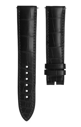 Kožený řemínek Biatec | Černý z pravého aligátora - 20 mm - Bez spony