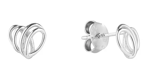 Evolution Group - Pavona Stříbrné náušnice Pletená srdíčka 61046
