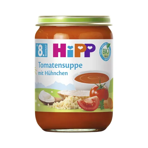 Hipp BIO Rajčatová polévka s nudlemi a kuřecím masem 190 g