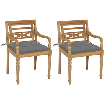 SHUMEE Židle zahradní BATAVIA s šedými poduškami, teak 3062143 - 2ks v balení (3062143)