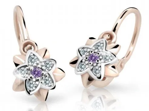 Cutie Jewellery Dětské náušnice z růžového zlata C2210-10-X-4 fialová
