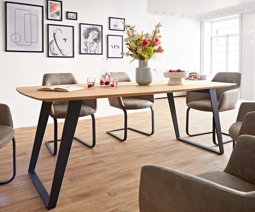 Jídelní stůl Edge Boot 200x100x2,5-3 dub přírodní kov šikmý