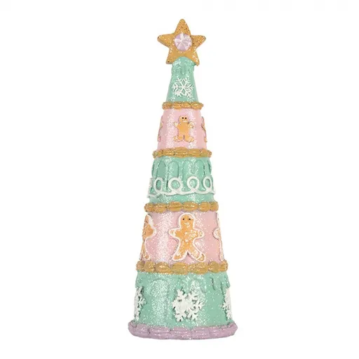 Růžovo-zelená dekorace vánoční stromek Christmas Tree - Ø 9*25 cm Clayre & Eef