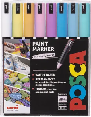 Sada akrylových fixů Uni Posca 0,7mm 8ks pastelové 1MR