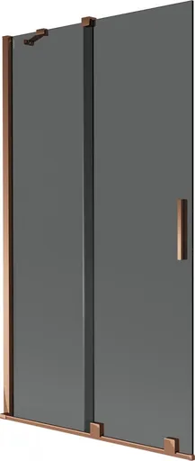 MEXEN/S Velar dvoukřídlá posuvná vanová zástěna 100 x 150, grafit, růžové zlato 896-100-000-41-60