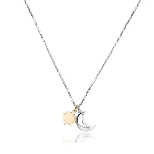 S'Agapõ Dámský bicolor náhrdelník Slunce a Měsíc Feelings SFE03