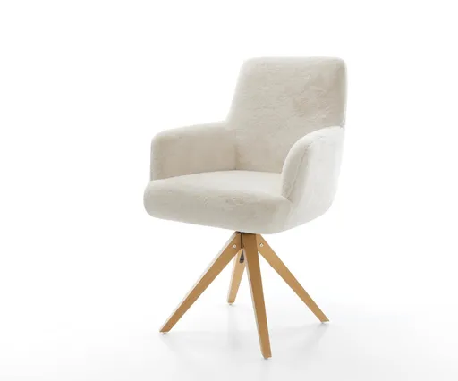 Jídelní židle Heira-Flex s područkami plyšový manšestr krémová